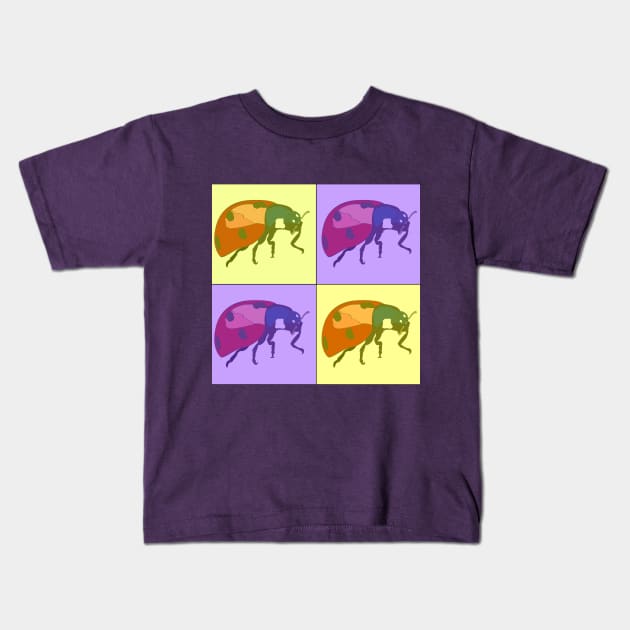 Ladybug Pop Art - Purple and Yellow Kids T-Shirt by Design Garden